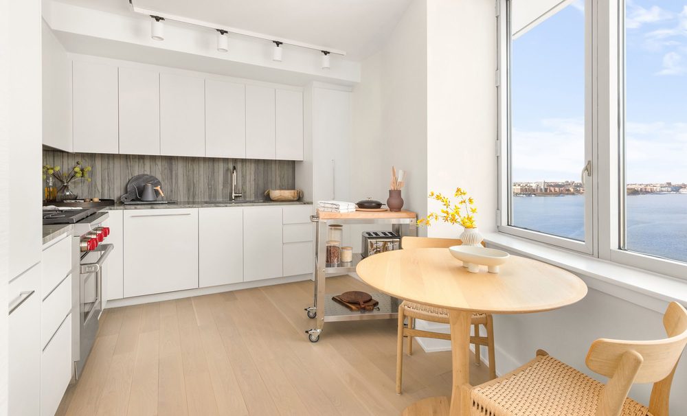 The Solaire kitchen with waterfront view, Battery Park City